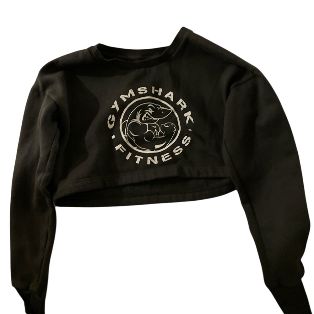 Gymshark Black Crop Sweatshirt with White Logo